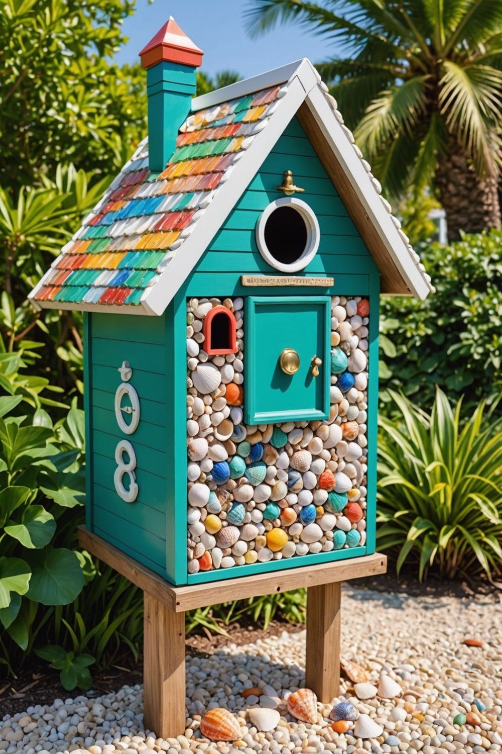 Shell-Decorated Coastal Mailbox Cottage