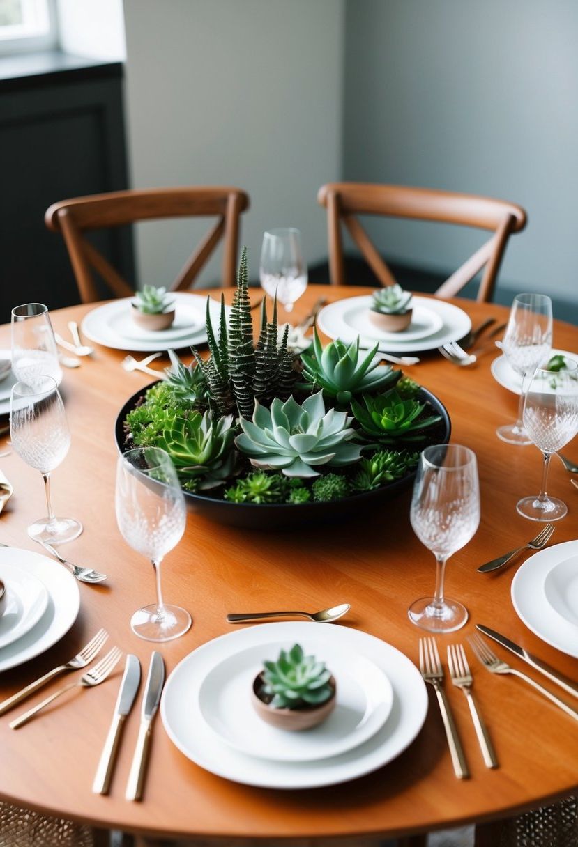 7) Succulents for an Understated Centerpiece