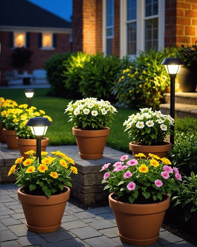 18) Solar Light Flower Pot Accents