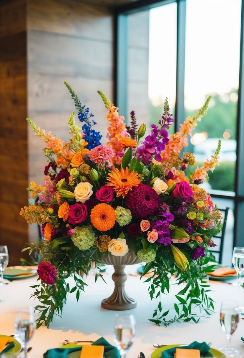 1) Bold Blooms for an Eye-Catching Centerpiece