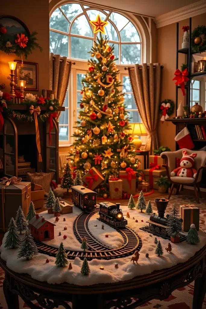 20) Nostalgic Christmas Train Set Displays