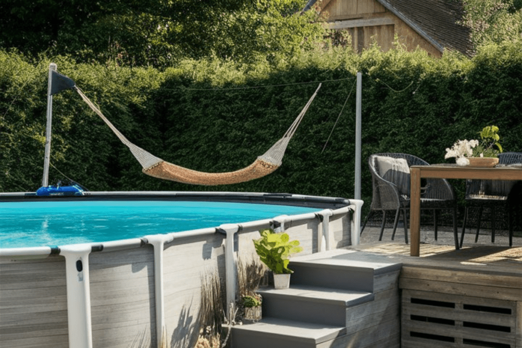 18. Pool Steps Framed with Planters