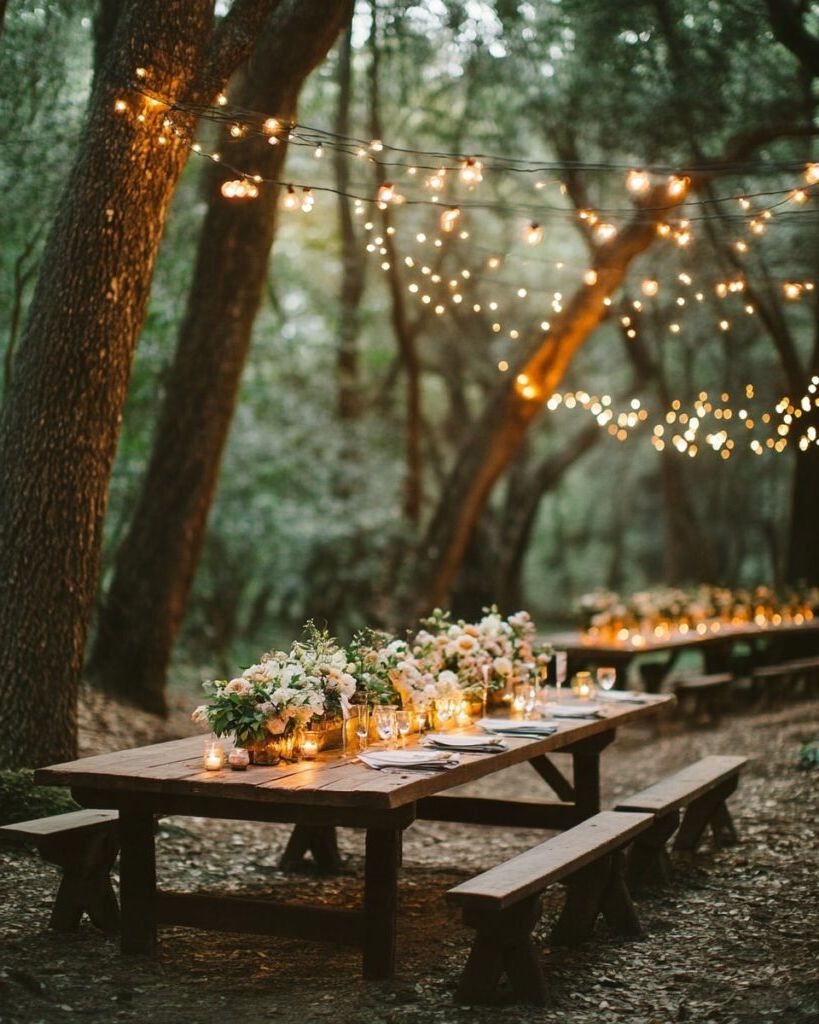 6. A Dinner Table Set Under the Canopy