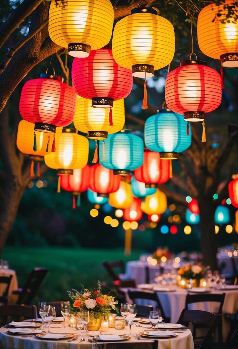 10) Hanging Lanterns for Outdoor Charm
