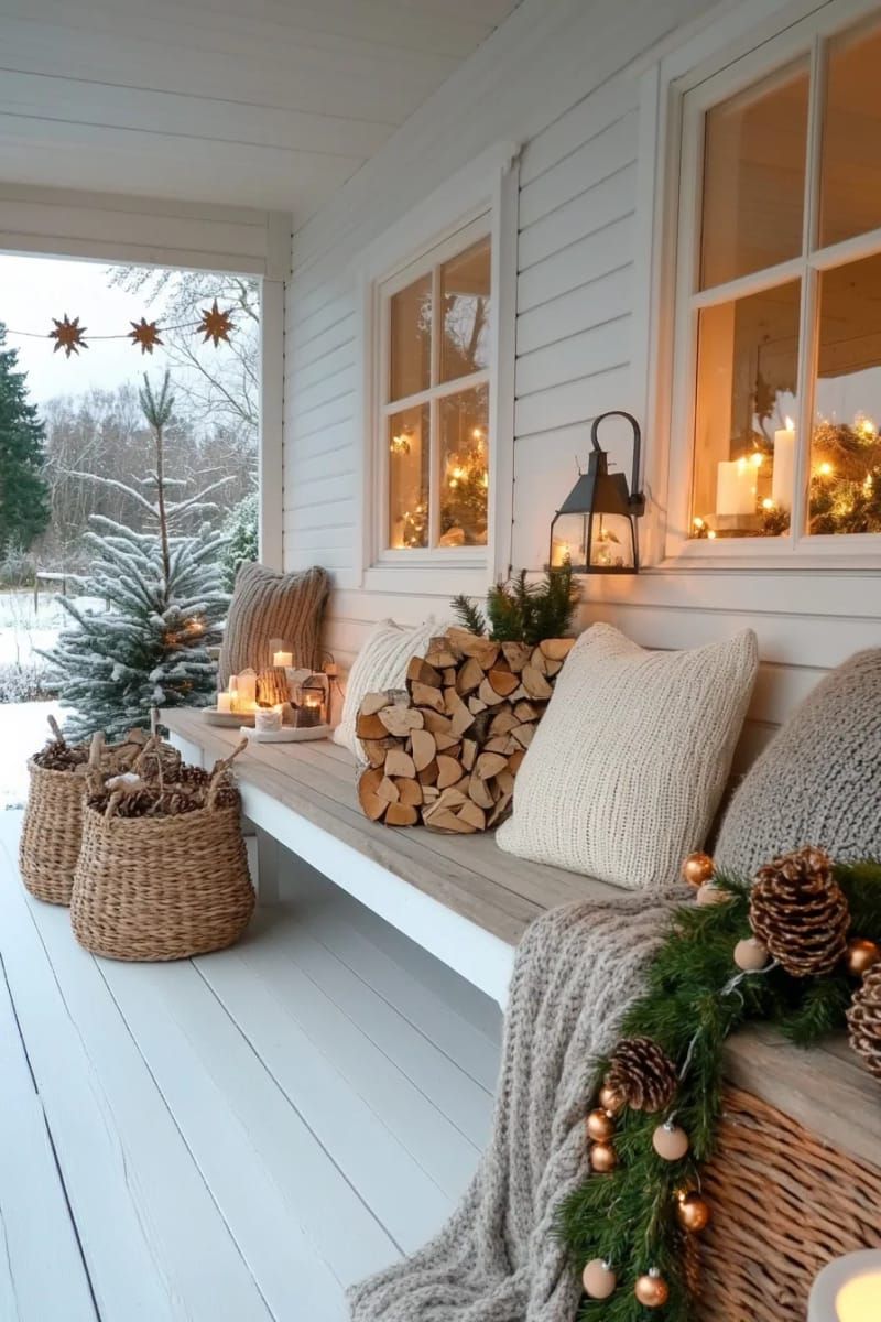 11. Scandinavian-inspired garland of wooden beads and pinecones on the wall - photo 3