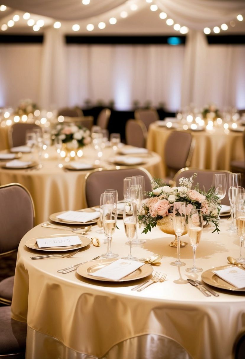 13) Glittering champagne table covers
