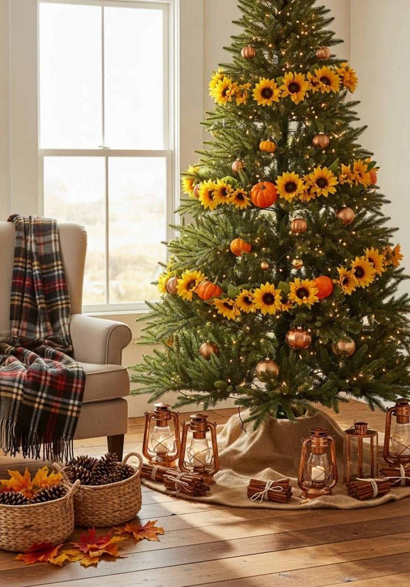 1. Sunflower and Pumpkin Garland Tree - photo 3