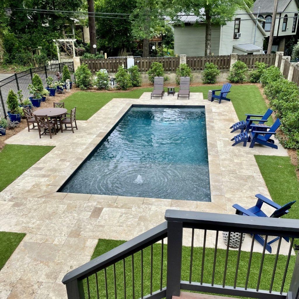 15. A Rectangular Pool With Cozy Seating