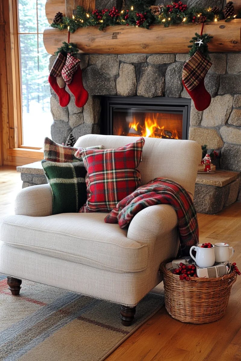 2. Plaid Blankets and Tartan Cushions by the Hearth - photo 3