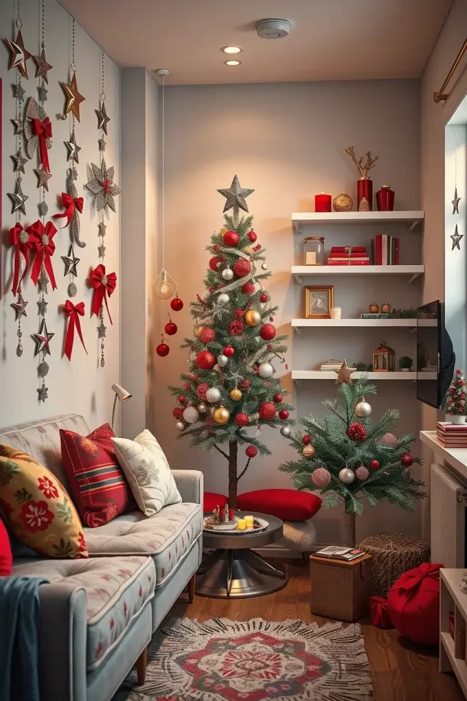 Red and Silver Ideas for Small Trees