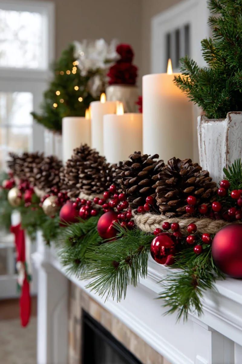 1. Rustic Pinecone Berry Garland for the Mantel - photo 2