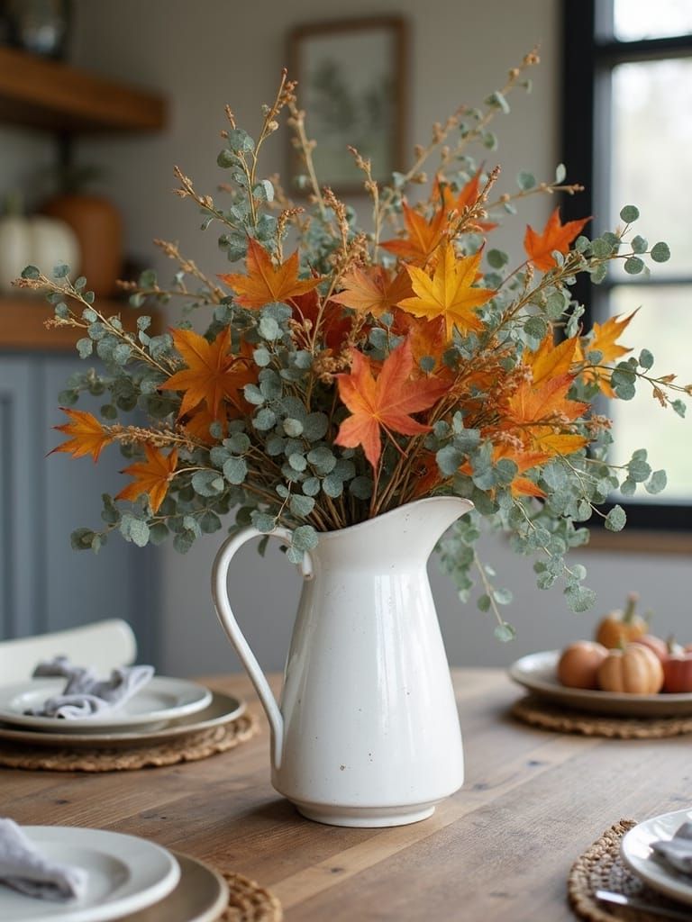 Pair Faux Eucalyptus With Maple Leaves
