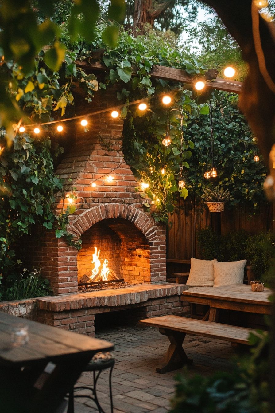 8. Tuck a Brick Fireplace Into a Garden Nook