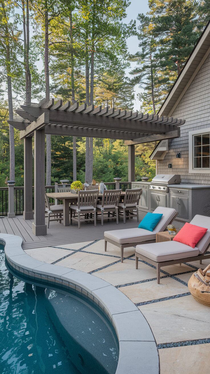 Poolside Dining Decks Built for BBQs