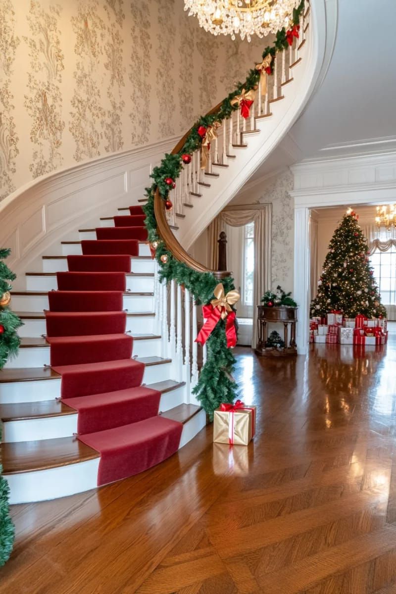 15. Banister garland with fairy lights and satin bows - photo 3