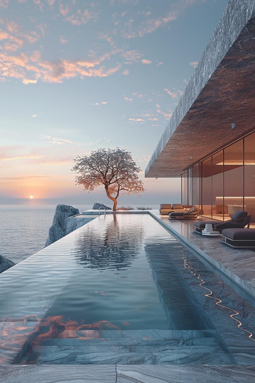 8. Minimalist Reflective Lap Pools