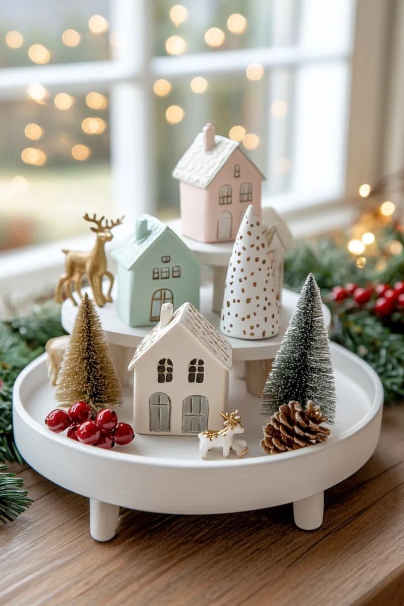 31. Tiered Tray With Mini Houses and Reindeer - photo 2