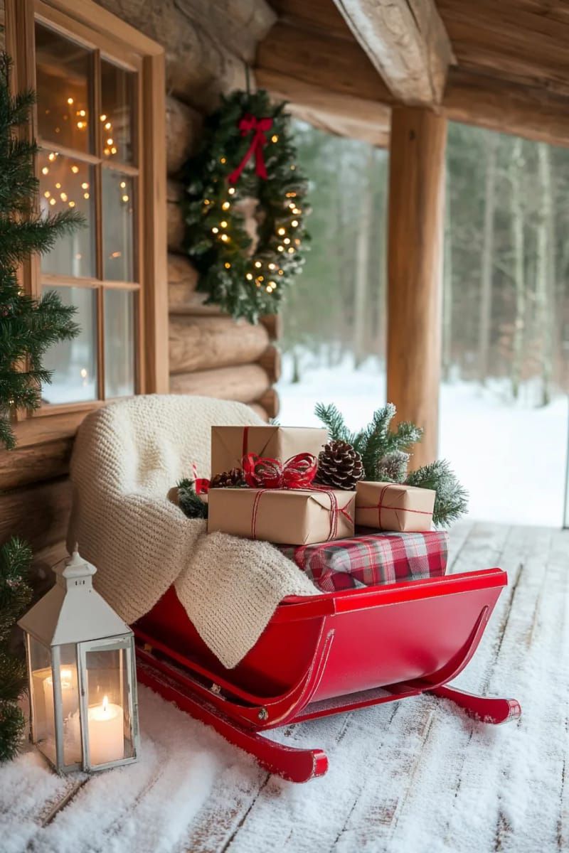 4. Red Sleigh Filled With Wrapped Gifts