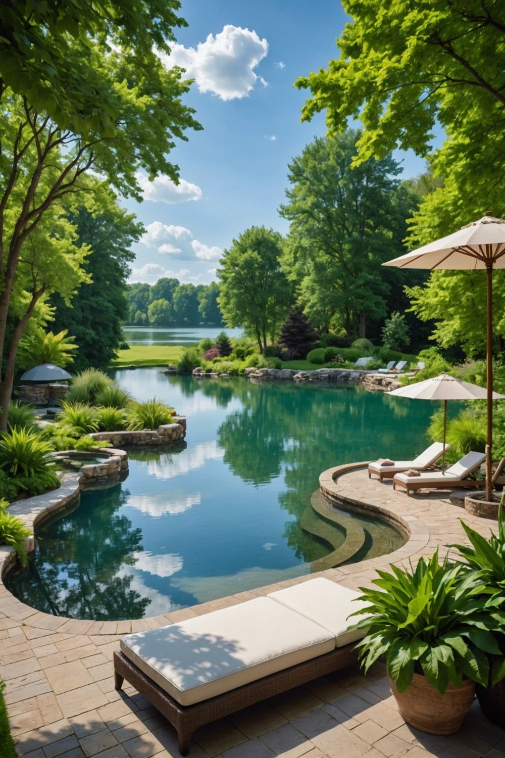 Raised Pools with Vanishing Edges Over Lake Views
