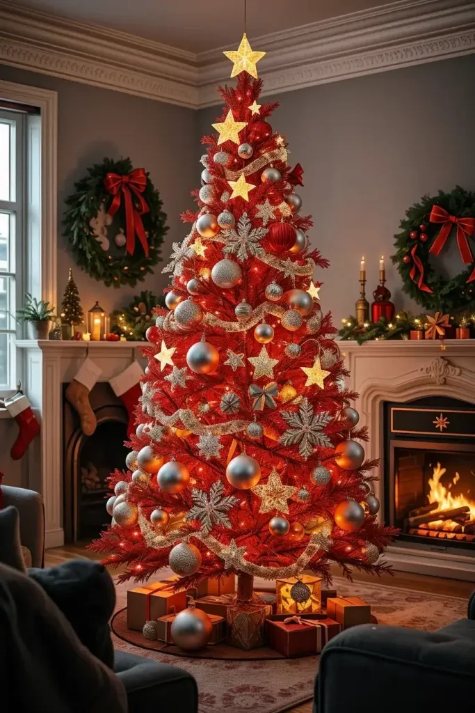 Lighting Ideas to Highlight Red and Silver