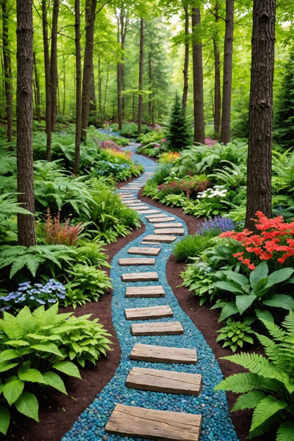 Using Pebbles in a Woodland Garden