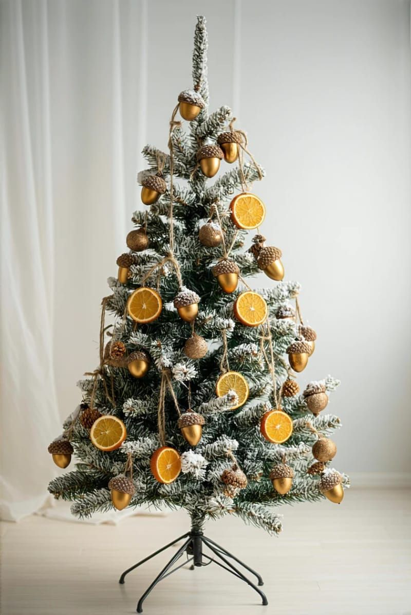 4. White Tree with Gold Acorns and Orange Slices