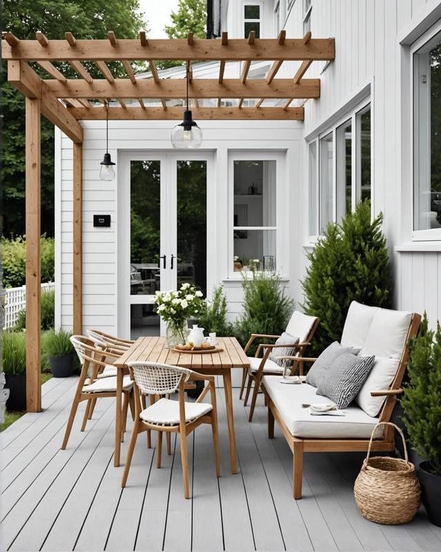 Scandinavian Patio Mixing White and Wood