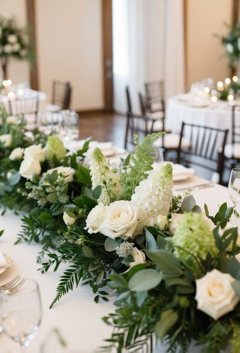 15) Ivory and Sage Centerpieces