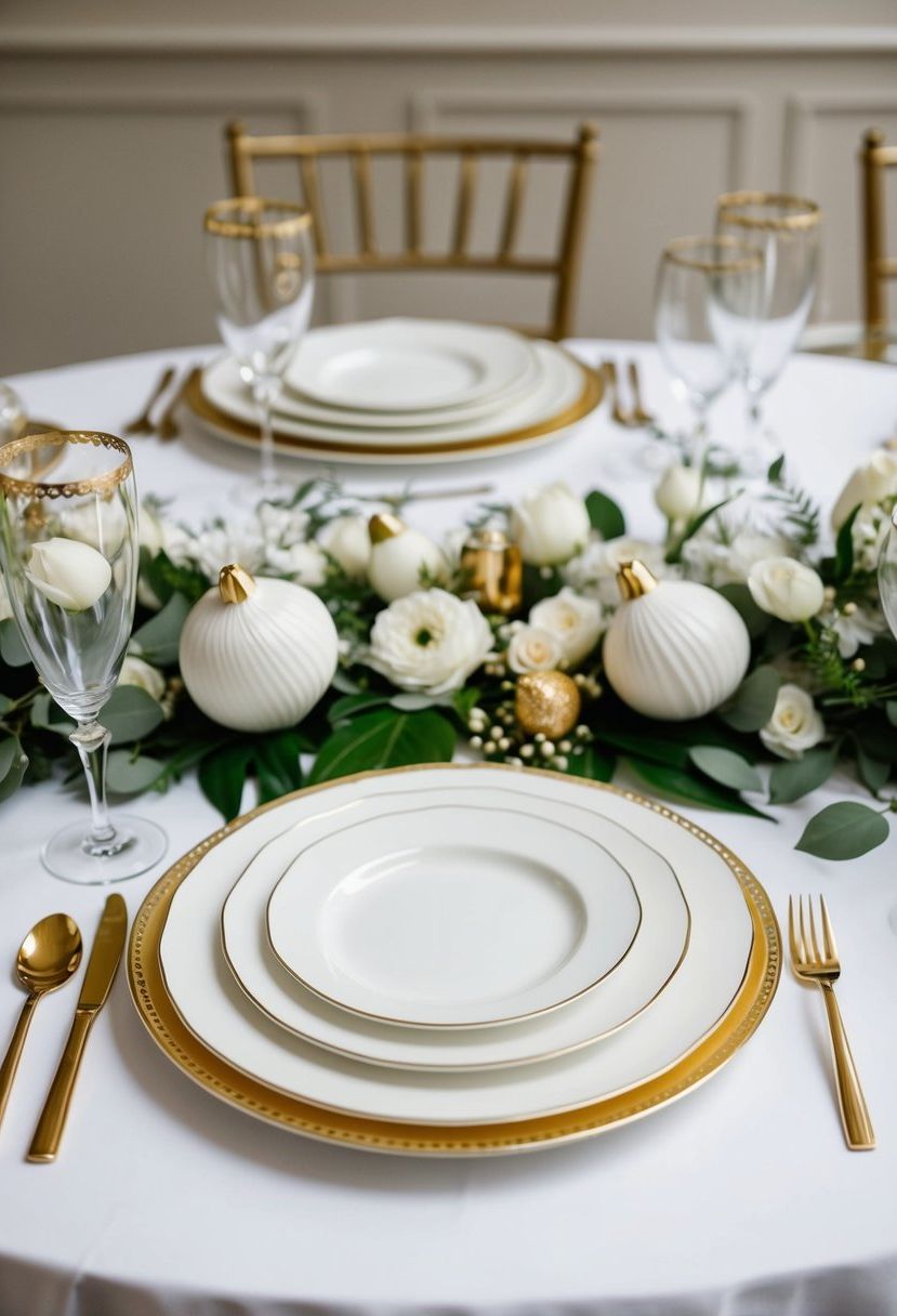 2) White ceramic place settings