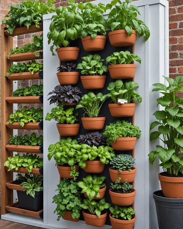 1. Vertical Garden with Suspended Planters