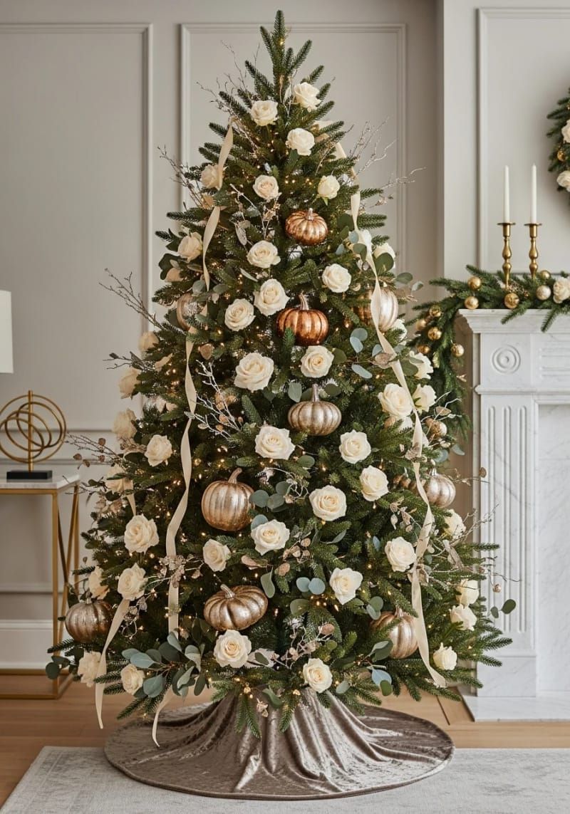 15. Cream Roses and Metallic Pumpkin Accents - photo 3