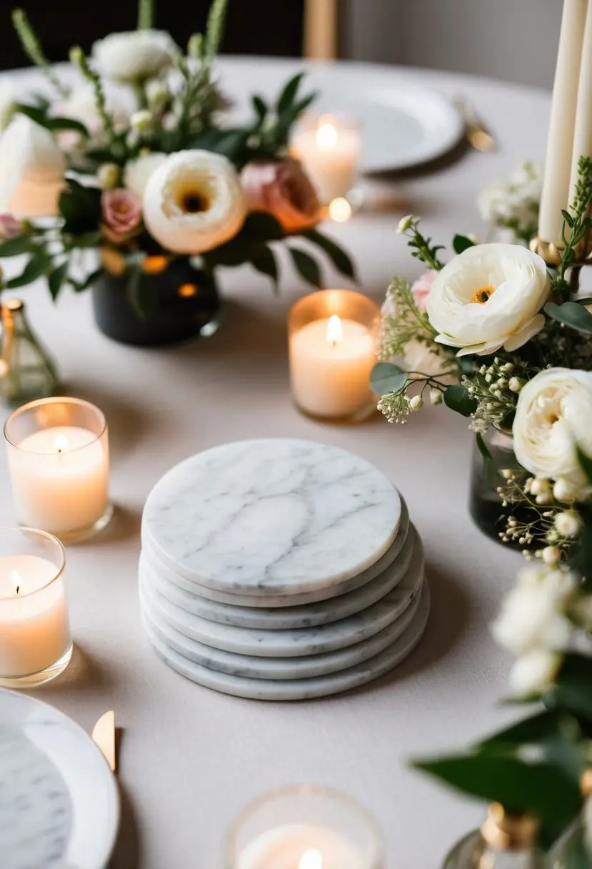 12) Marble Coasters for Table Settings