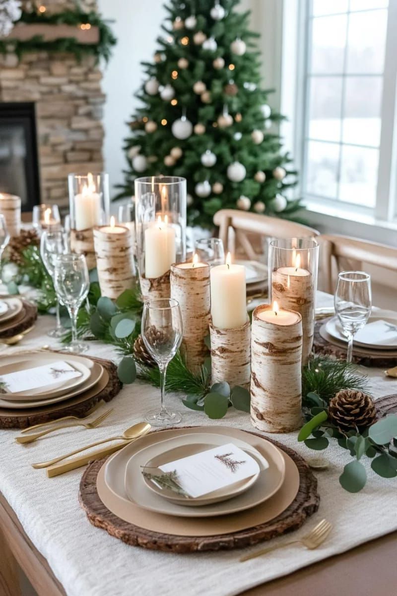10. Birch Bark Holders With Eucalyptus and Cedar