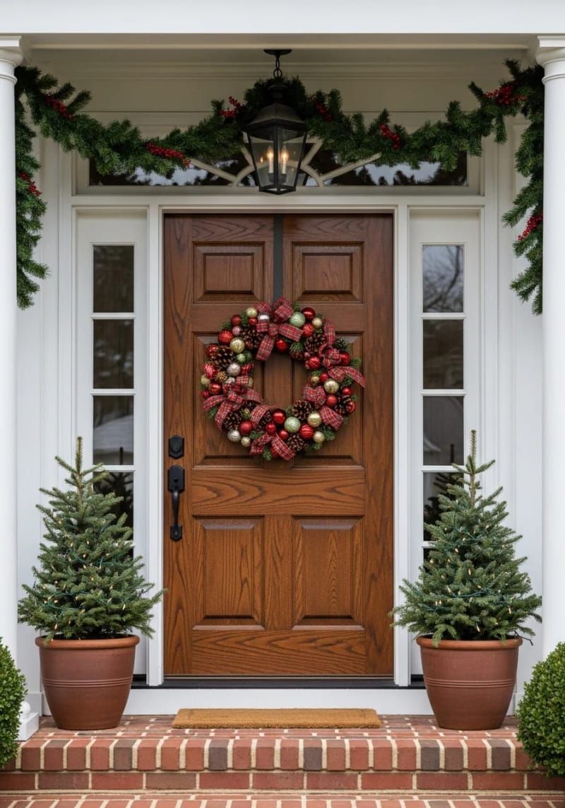2. Plaid and Pinecone Wreath With Ornaments - photo 2