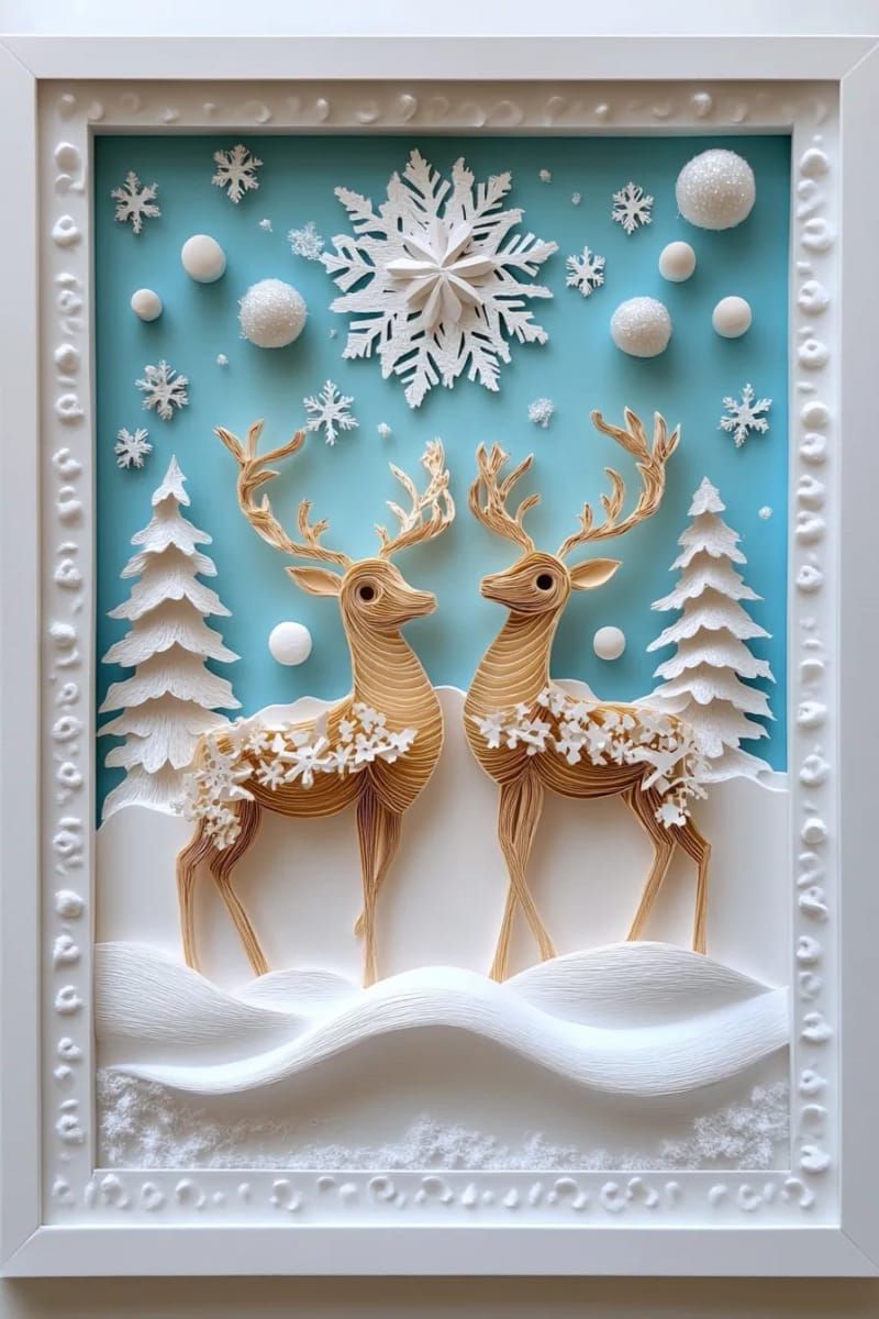9. Paper Reindeer Shadowbox Scenes with Snowy Backdrops - photo 2