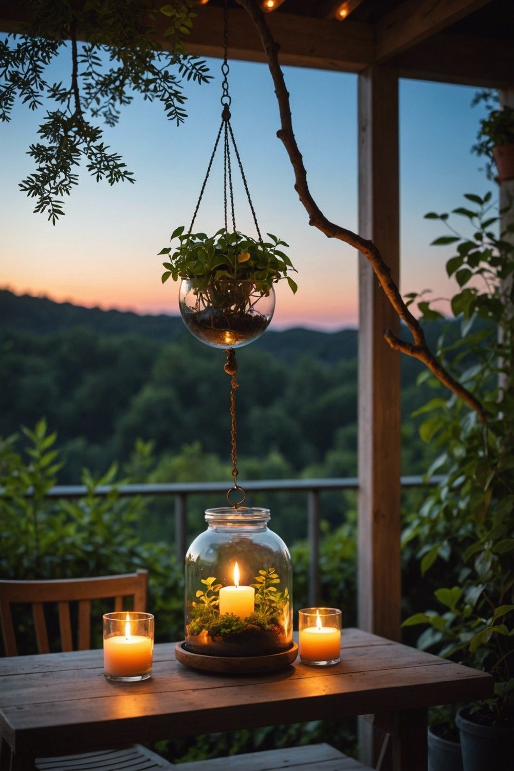 Hanging Terrariums With Candles Inside