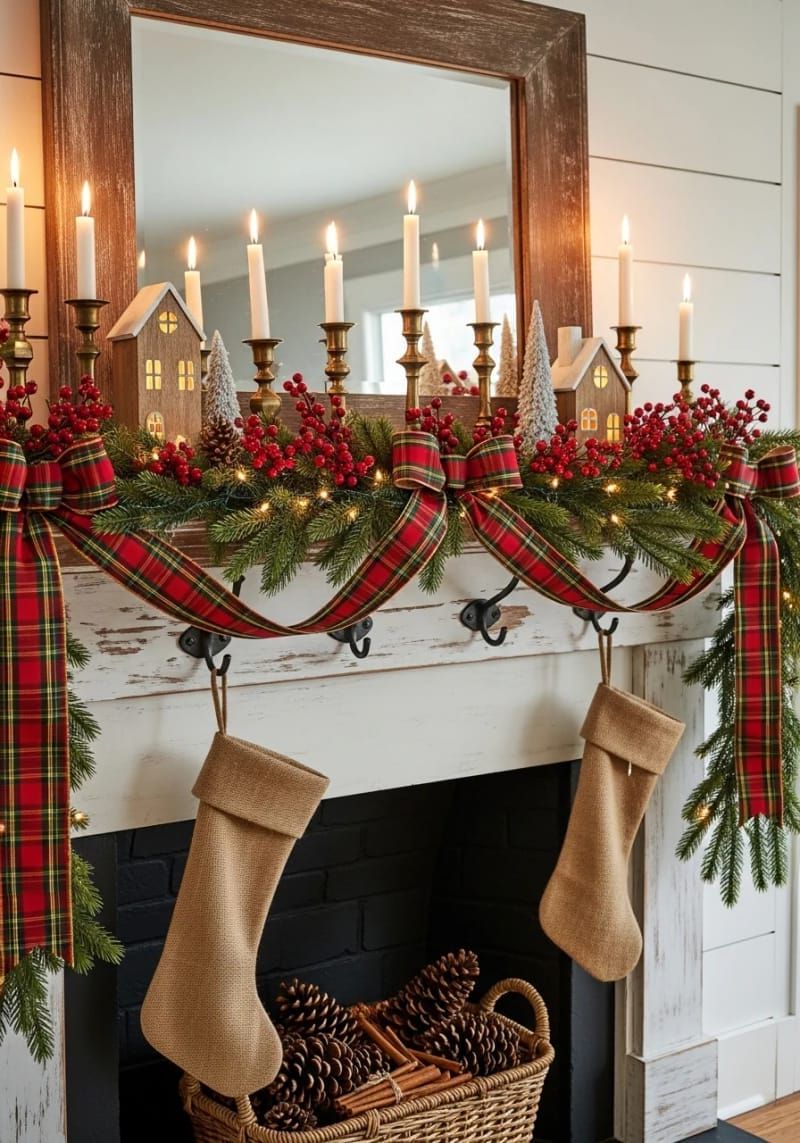 20. Farmhouse Mantel With Plaid and Berries - photo 3