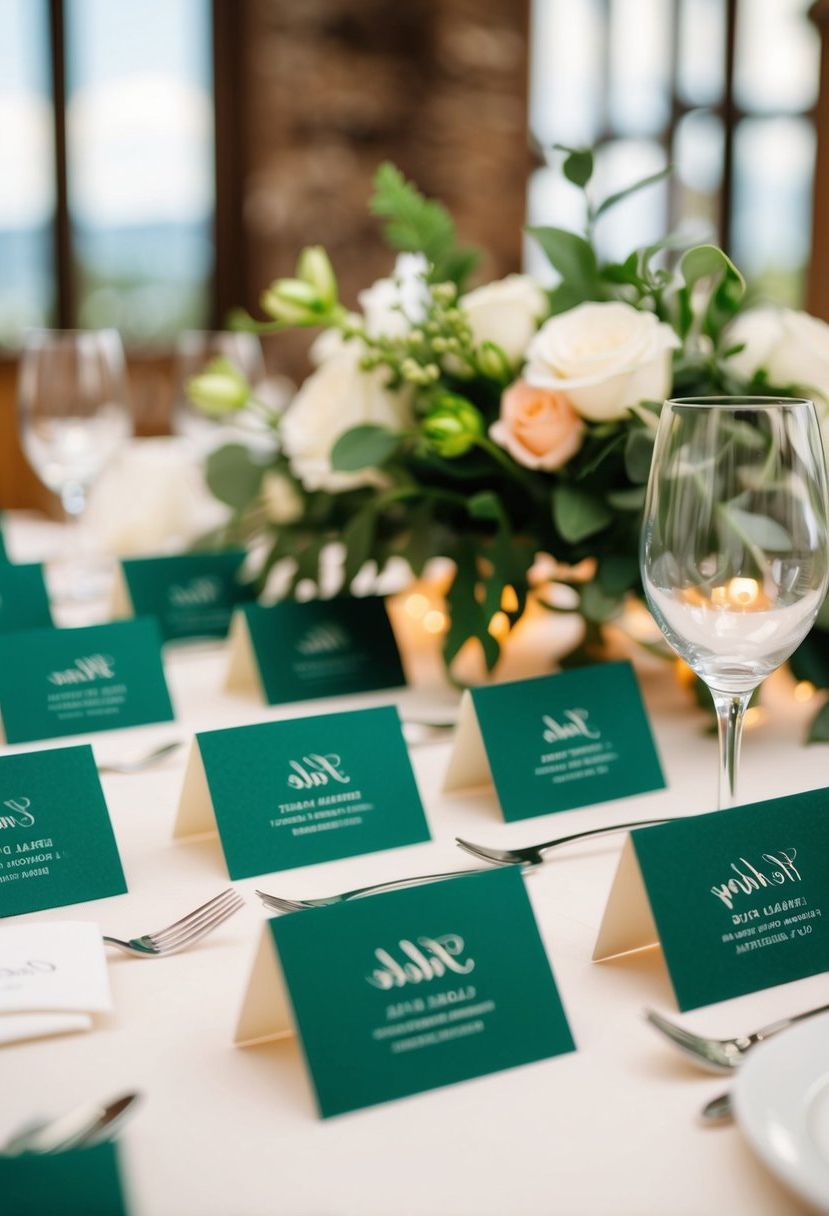 10) Custom Emerald Place Cards