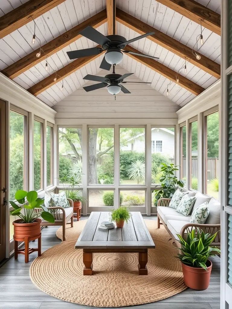 1. Farmhouse Screened Porch With Wood Ceiling