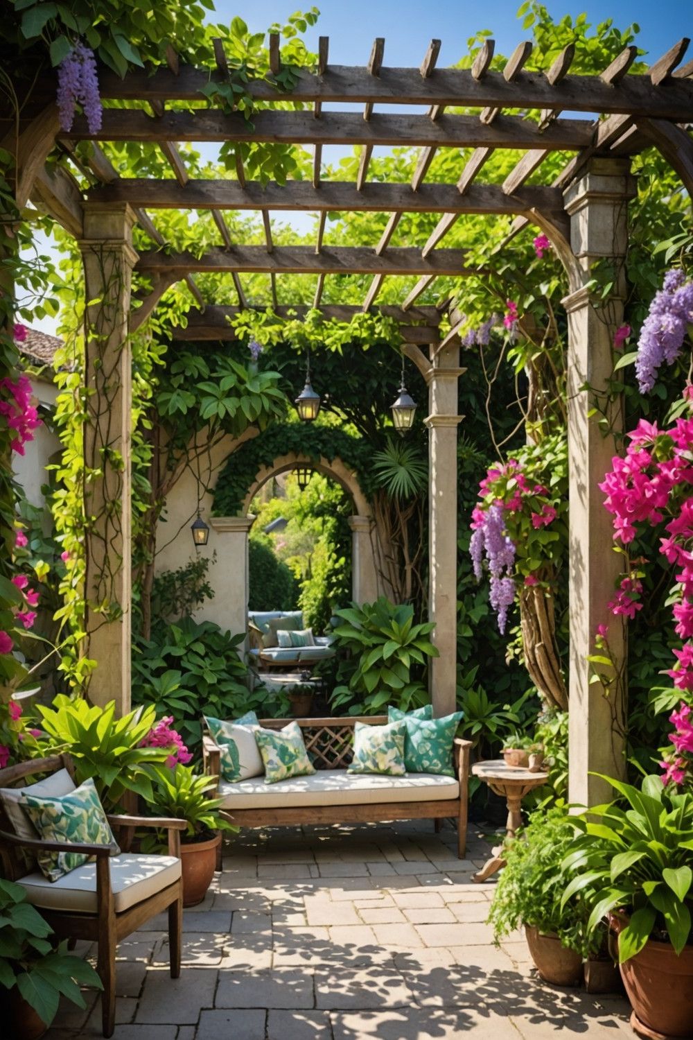 A Pergola Framed with Vines and Climbers