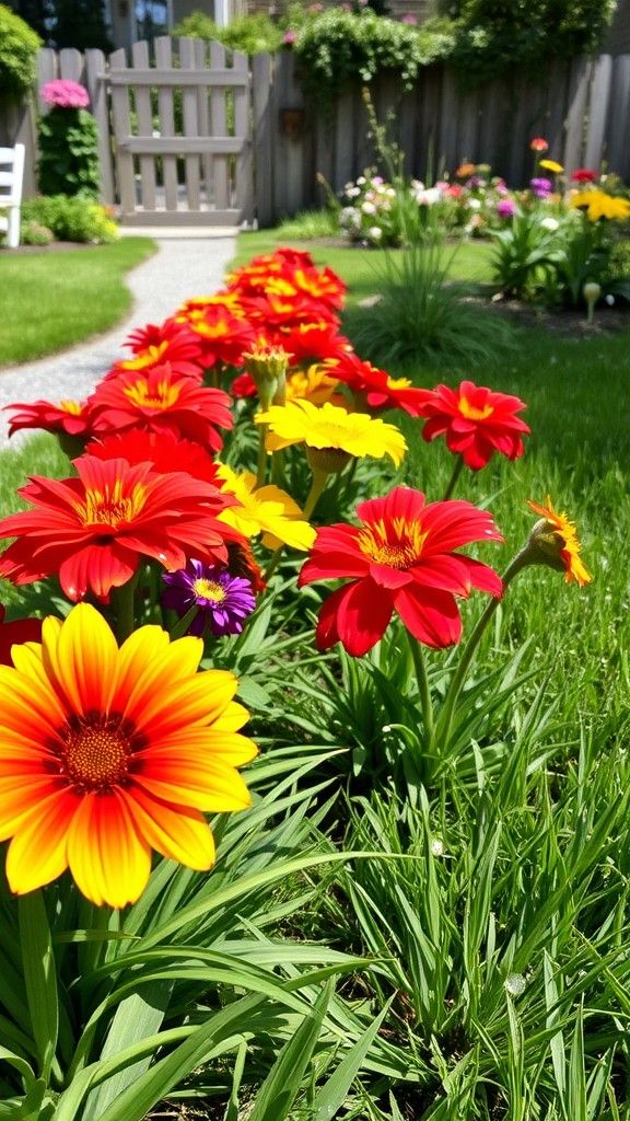 10. Colorful Flower Borders for Curb Appeal
