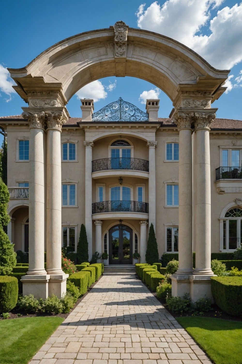 7) Grand Pergola Entrance with Columns and Archway