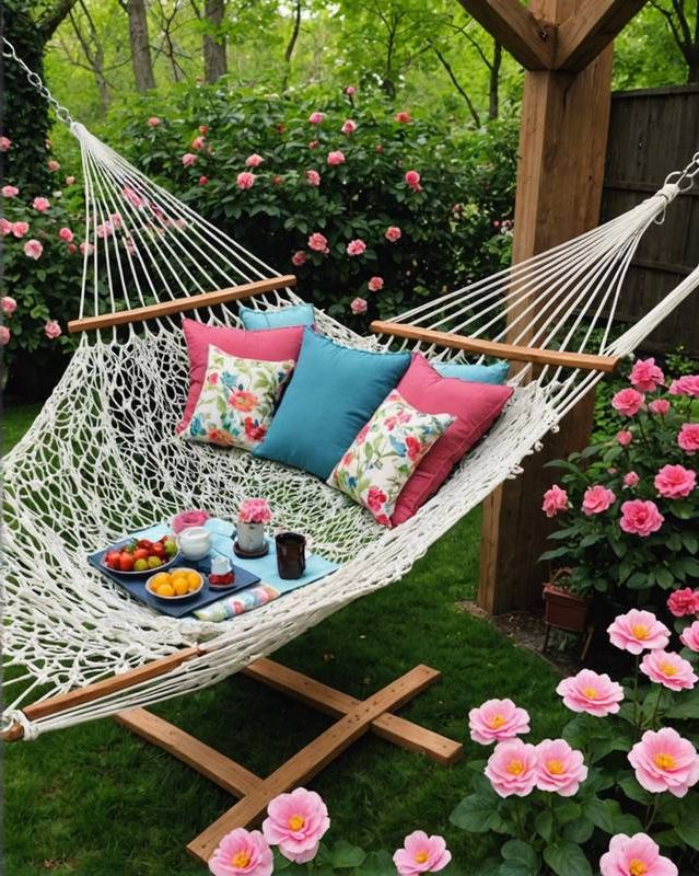 Hammock Nestled Among Blooming Flowers