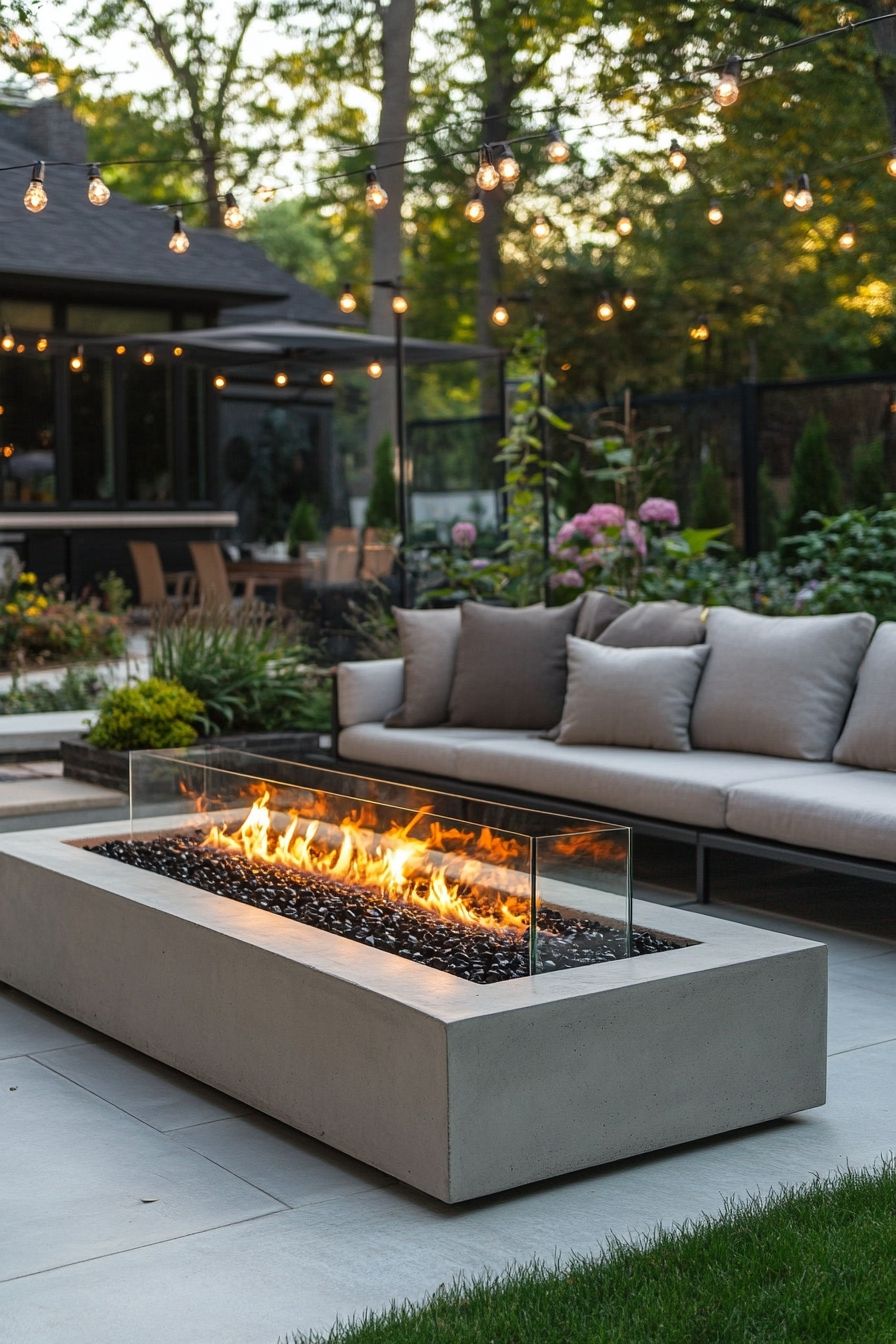 1. Add a Sleek Concrete Fire Pit to Your Patio