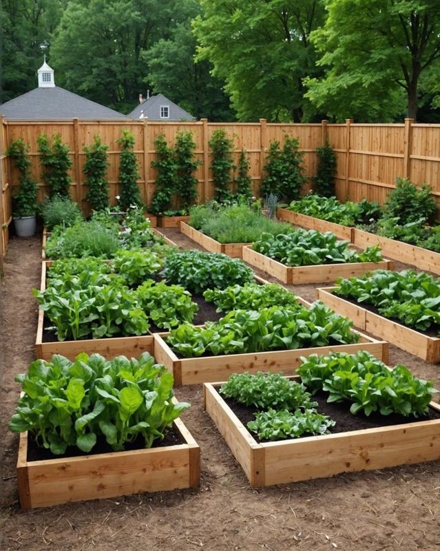3. Raised Bed Garden with Privacy Screen