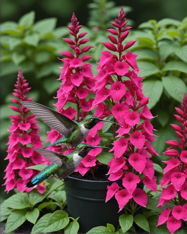 Fuchsia, Salvia, and Impatiens for Hummingbirds