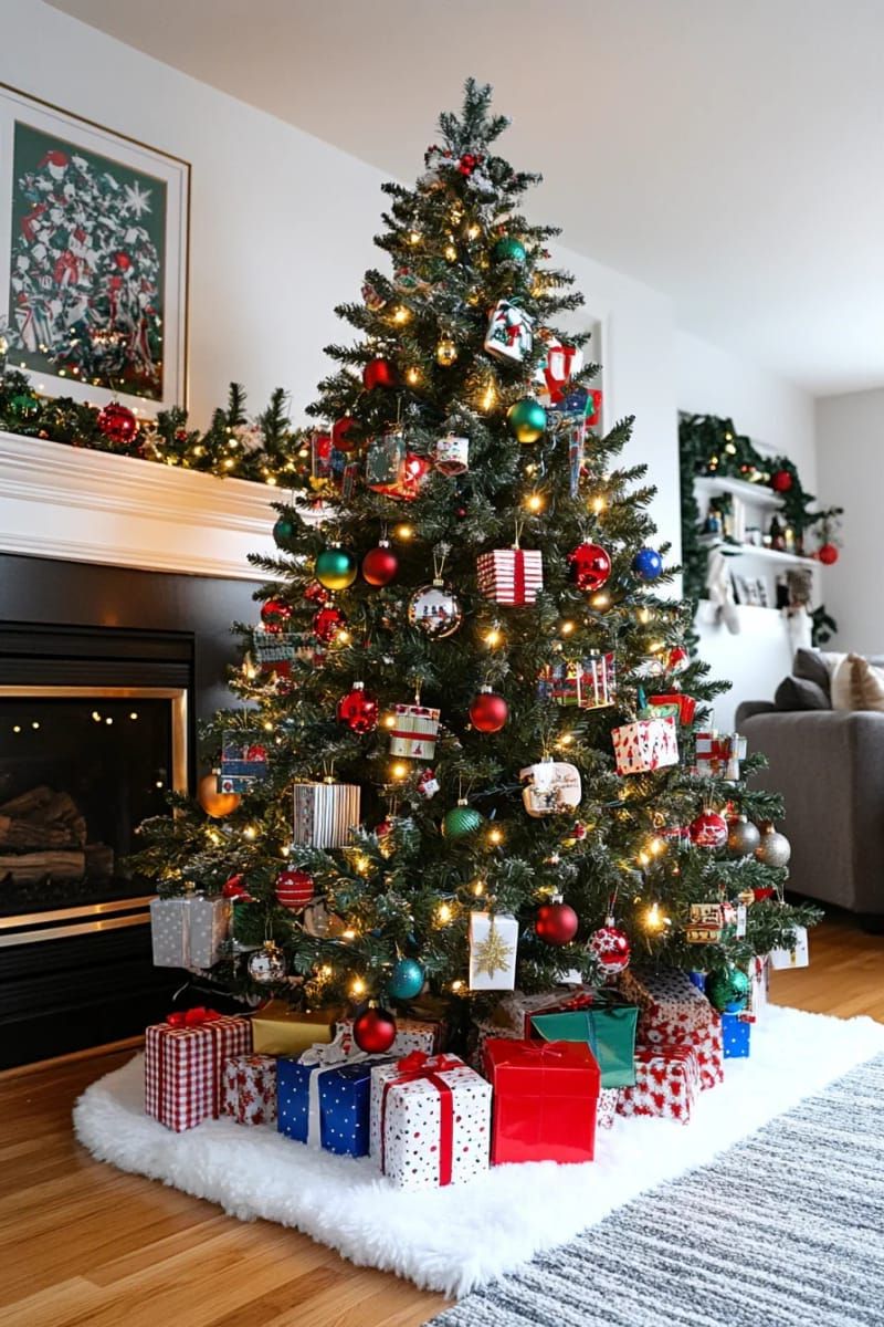15. Wrapped mini gifts as playful tree ornaments - photo 3