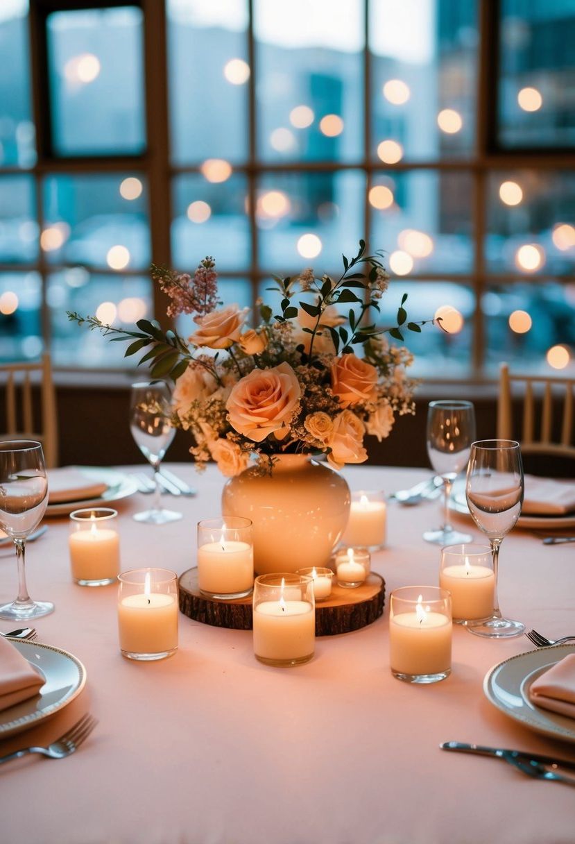 3) Floating Candle Centerpiece Setup