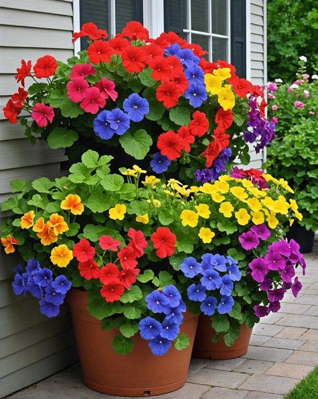 Rainbow Petunia and Geranium Cascade