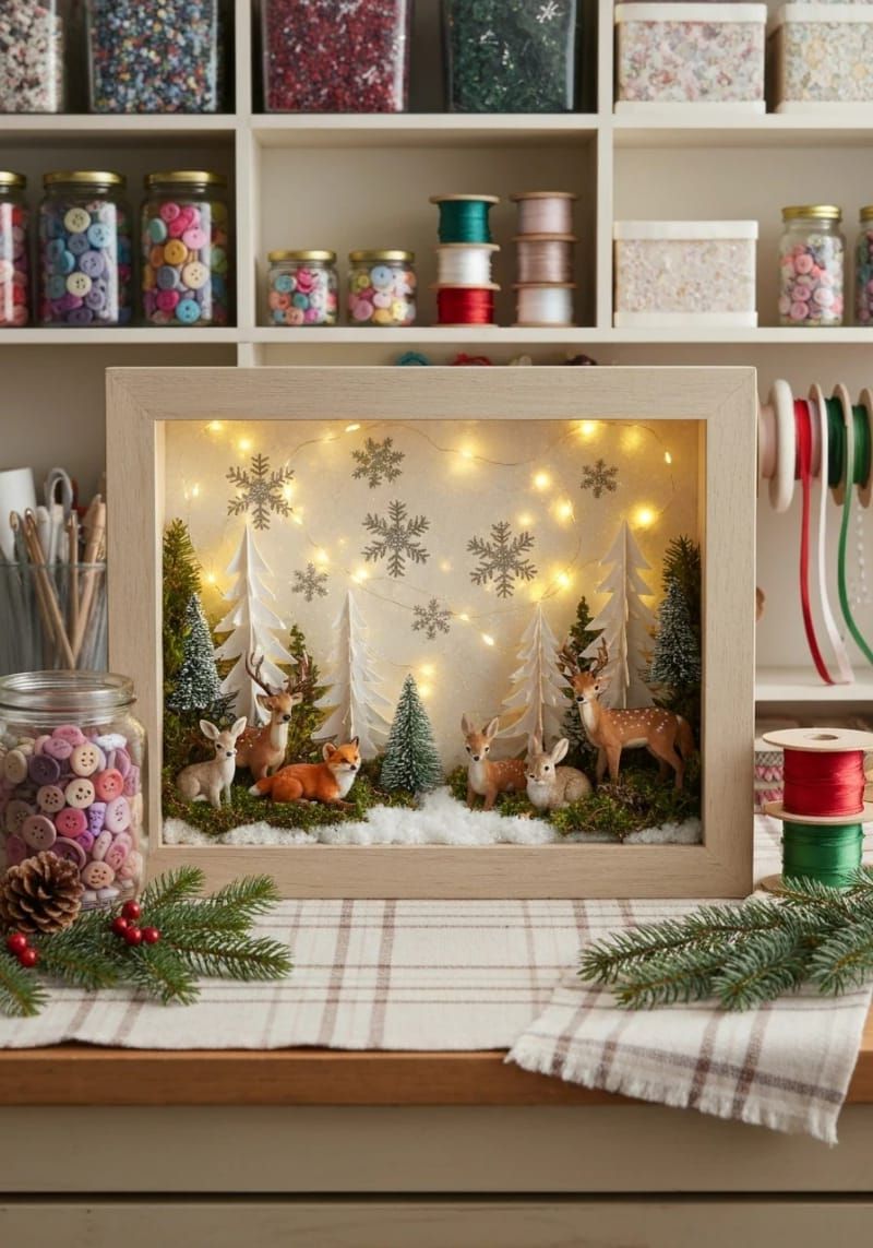 6. Woodland Christmas Shadow Box Display - photo 2